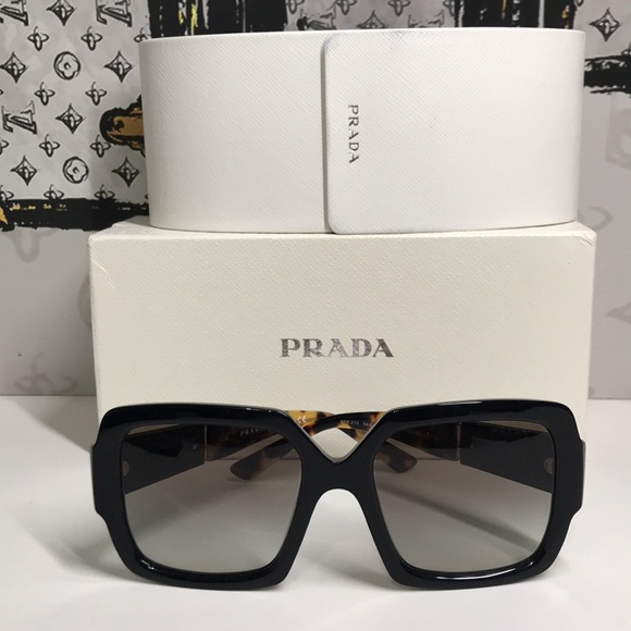 New Authentic Prada Black Square Sunglasses SPR 21x 1AB-0A7 - Picture 11 of 14